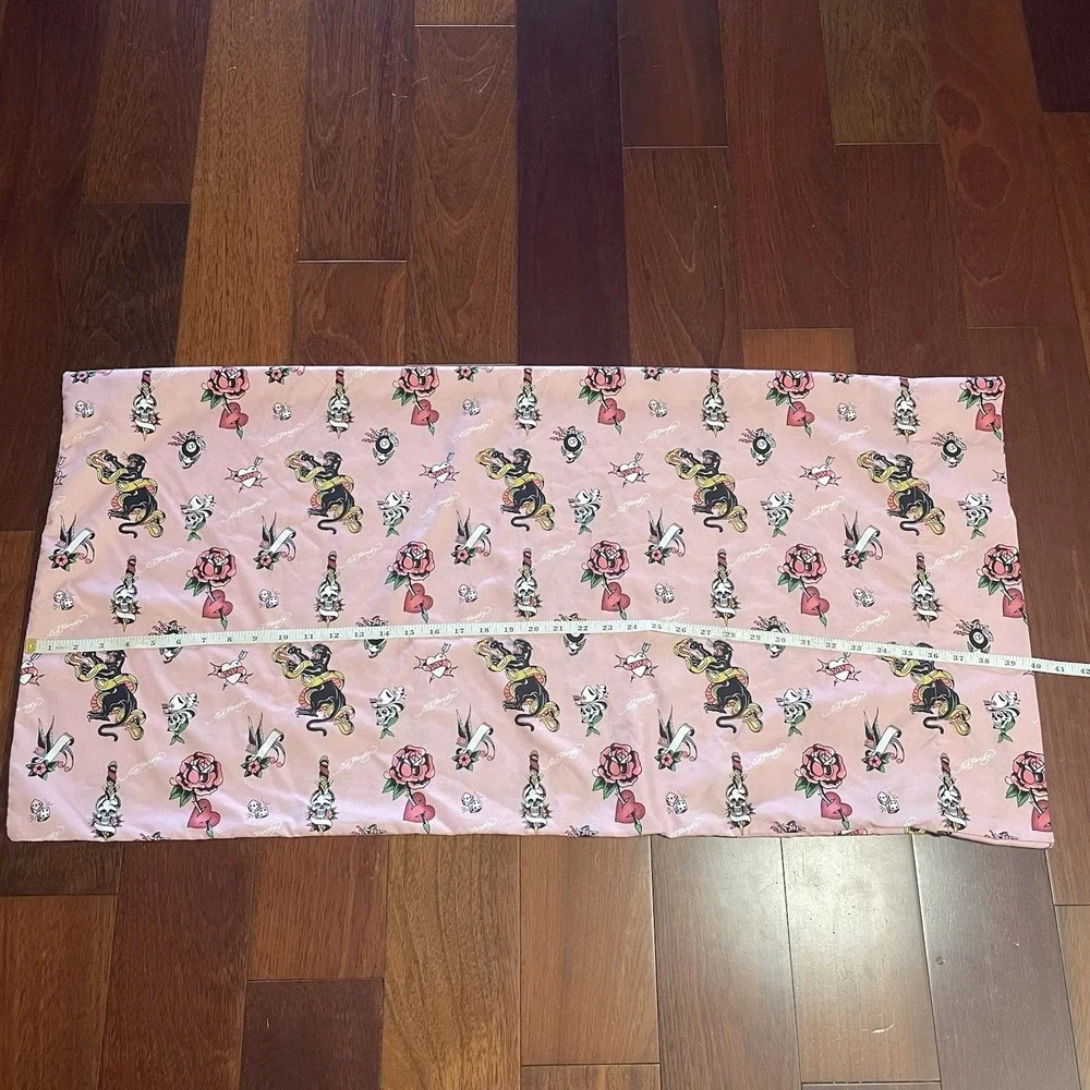 Ed Hardy Pillowcase Pink Black Tiger Heart Skull Roses Tattoo Print B37